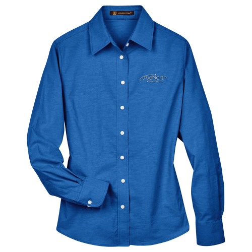 Harriton Ladies' Long-Sleeve Oxford with Stain-Release